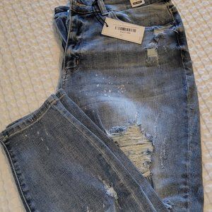NWT - Judy Blue Jeans Women’s 18 Skinny Fit Blue Distressed High Rise
